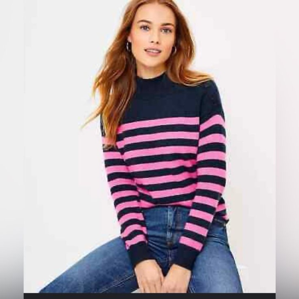 NWT Loft Striped Navy and Pink Women's Sweater